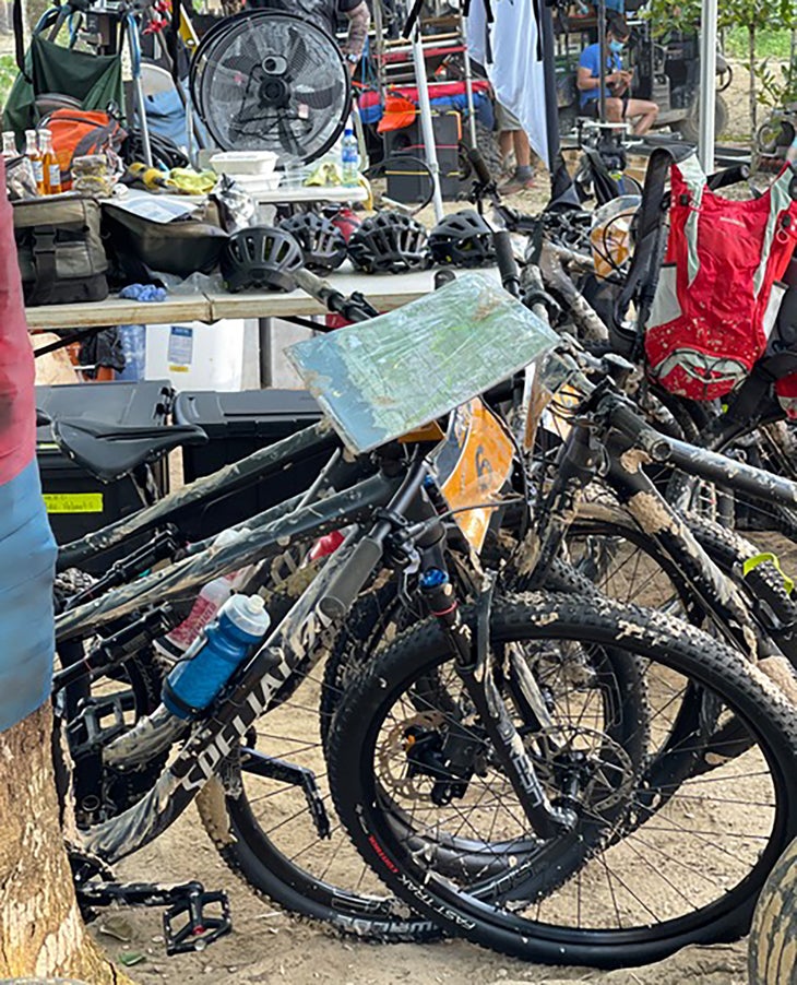 stockpile of adventure racing gear