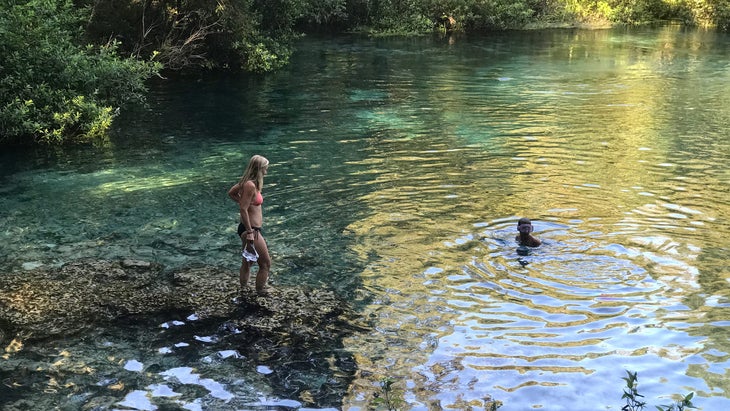 woman and child snorkeling in Ichetucknee Springs, Florida