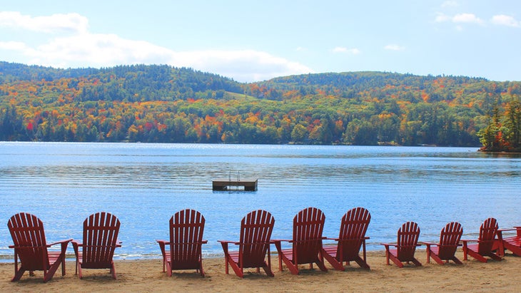 A lake view of the foliage as seen over Squam Lake, Holderness, New Hampshire. (Photo courtesy Cottage Place) 