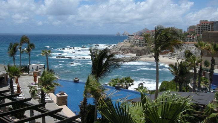 The coast of Baja Sur, Mexico, near Cabos San Lucas, is famous for its numerous resort properties, like this oceanfront one.
