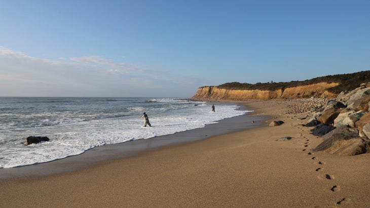 Surf casting near Montauk, home to Ditch Plains Park Beach in New York
