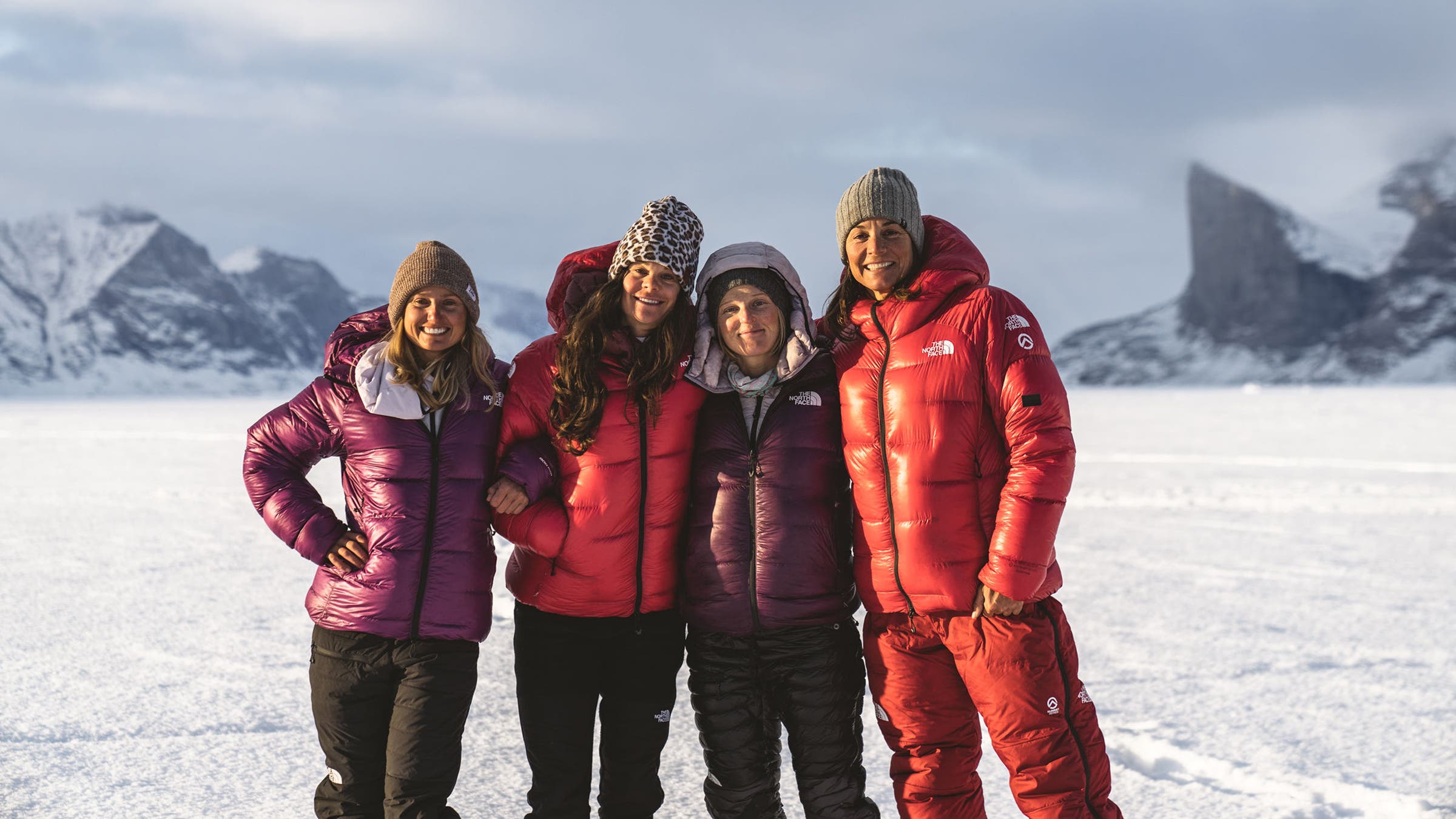 From left: Brette Harrington, Christina Lustenberger, Emily Harrington, and Hilaree Nelson, on their 2022 Baffin Island expedition