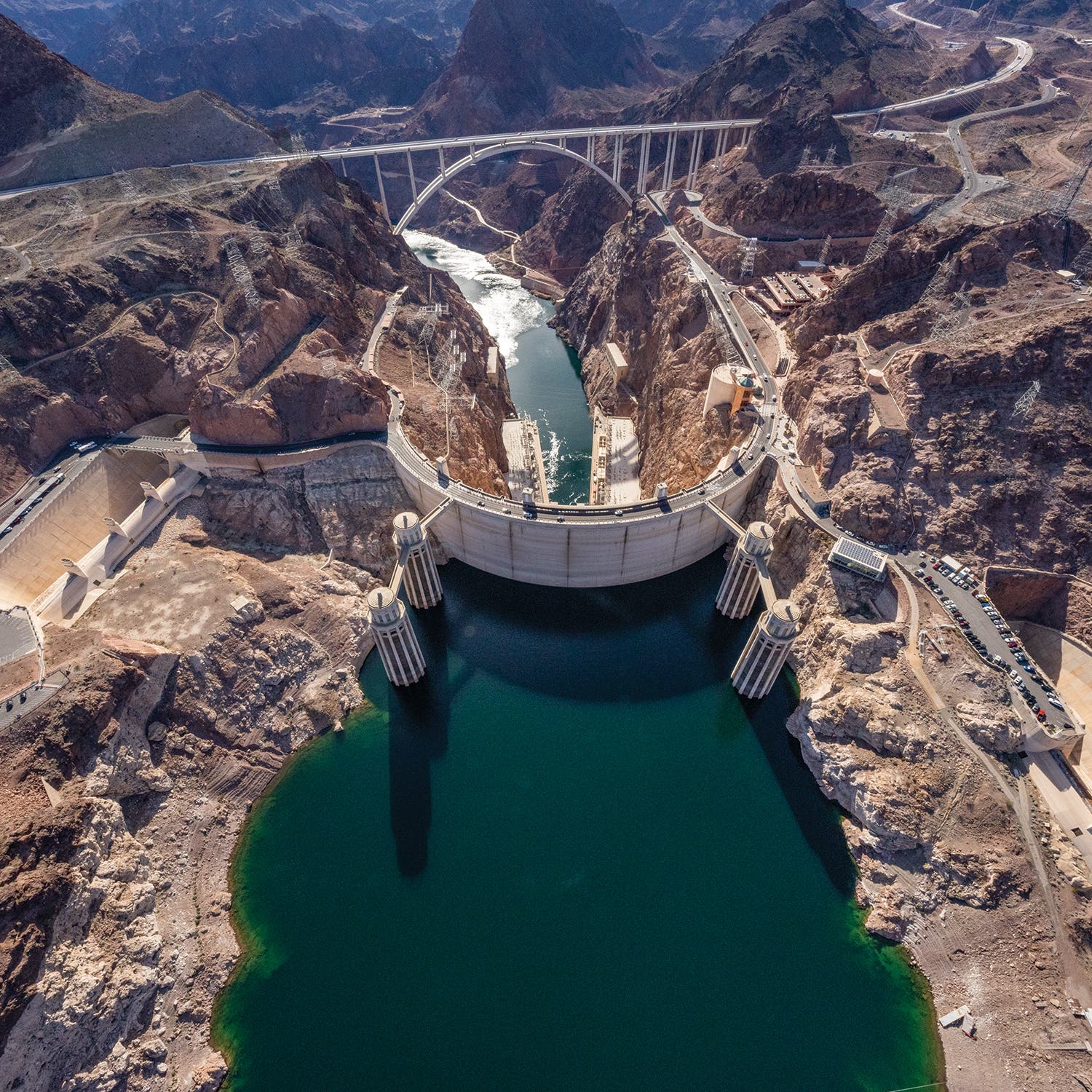 Hoover Dam, on the Nevada-Arizona border