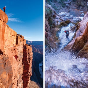 Kevin Fedarko at the Grand Canyon’s Toroweap Overlook; exploring a side drainage within the canyon