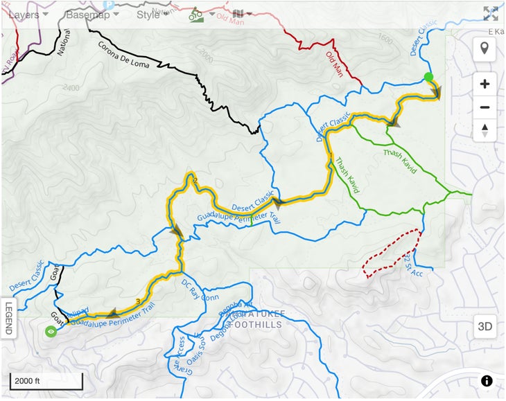 Desert Classic route map