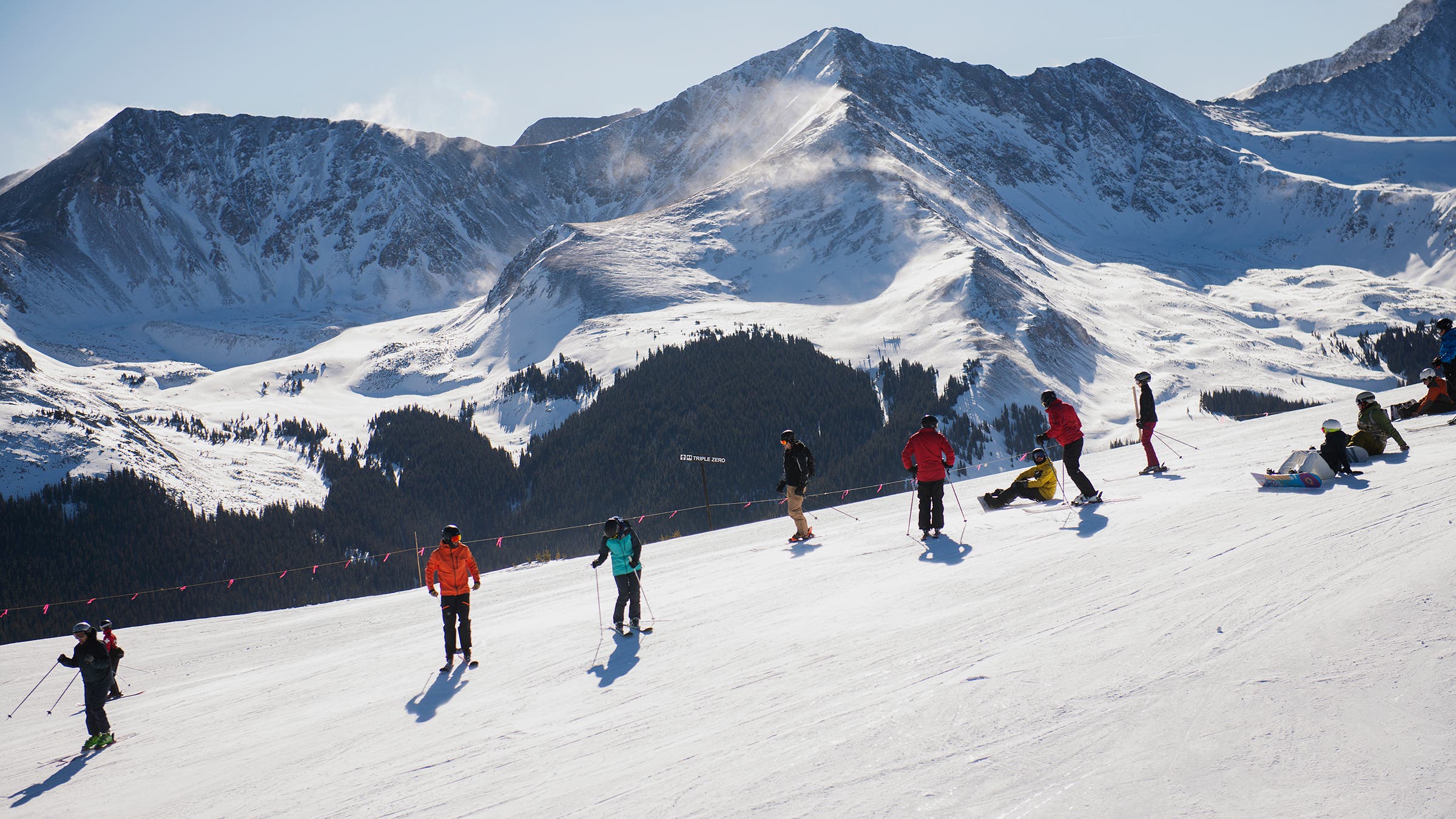Skiers enjoy a bluebird Sunday in February at Colorado’s Copper Mountain resort.
