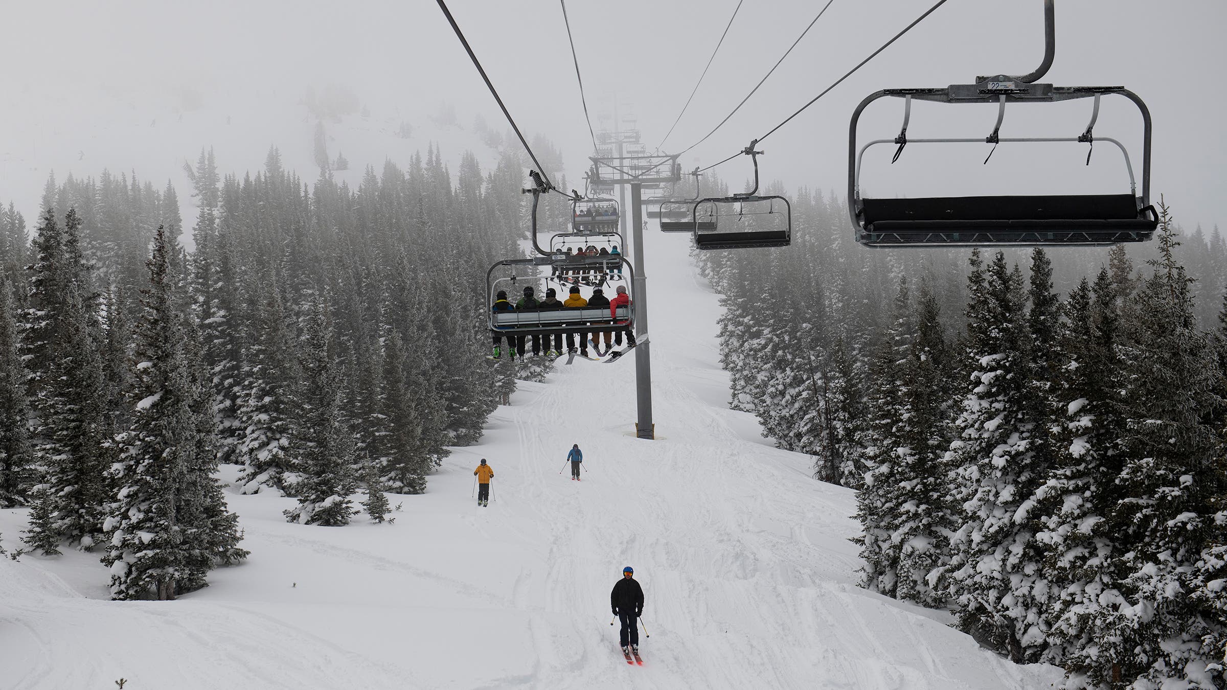 Skiers enjoy recent snowfall Friday, January 19, at Colorado’s Winter Park Resort.