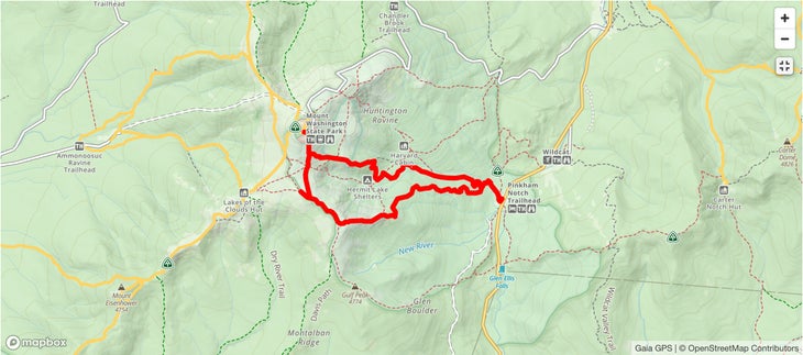 Mount Washington Lion's Head map