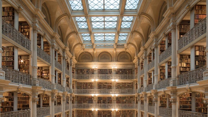 Baltimore’s Peabody Library dates back to 1878 and is a stop on city literary tours.
