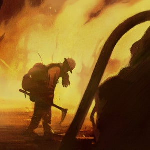 Illustration of a wildland firefighter
