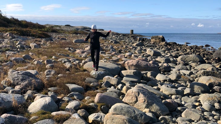 rock hopping along the Kattegat Strait in sweden