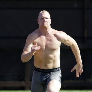 Stanford linebacker Trent Murphy runs during pro day for NFL football representatives