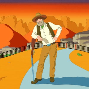 Illustration of Edward Abbey in the west