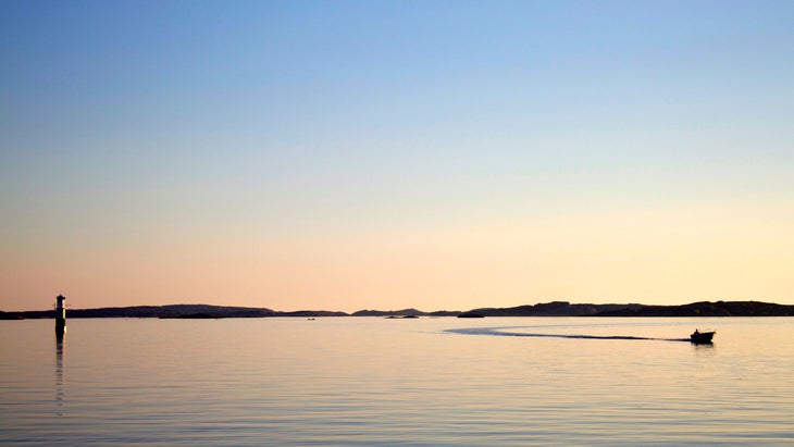 sunset boating in sweden