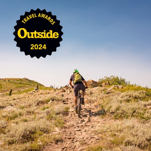 A man rides a mountain-bike trail outside Park City, Utah.