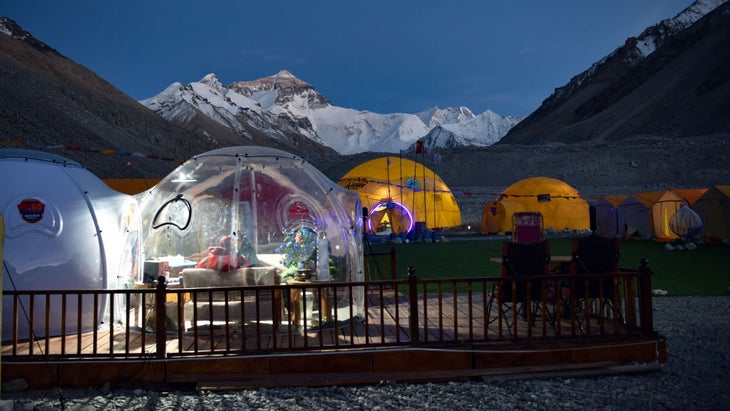Tens below Mount Everest.