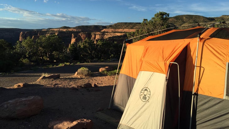 a tent at saddlehorn campground colorado