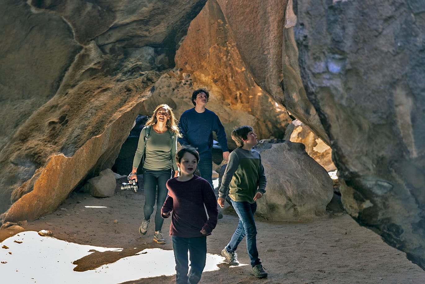 Family exploration at Hueco Tanks State Park