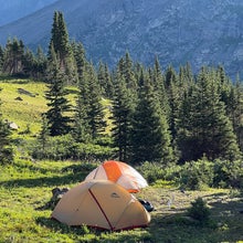 The author’s backcountry camp spot at Caribou Lake in Indian Peaks Wilderness