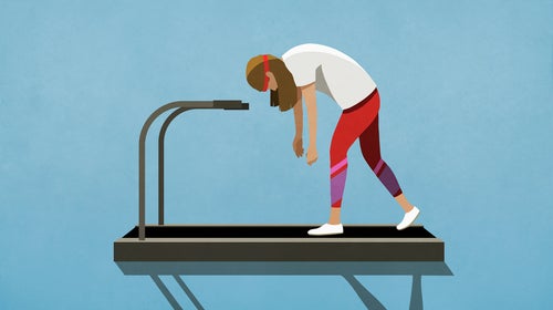 Exhausted runner on a treadmill