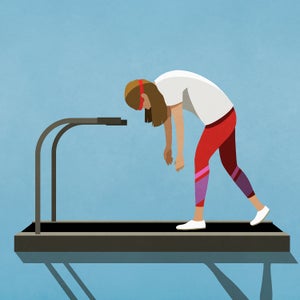 Exhausted runner on a treadmill