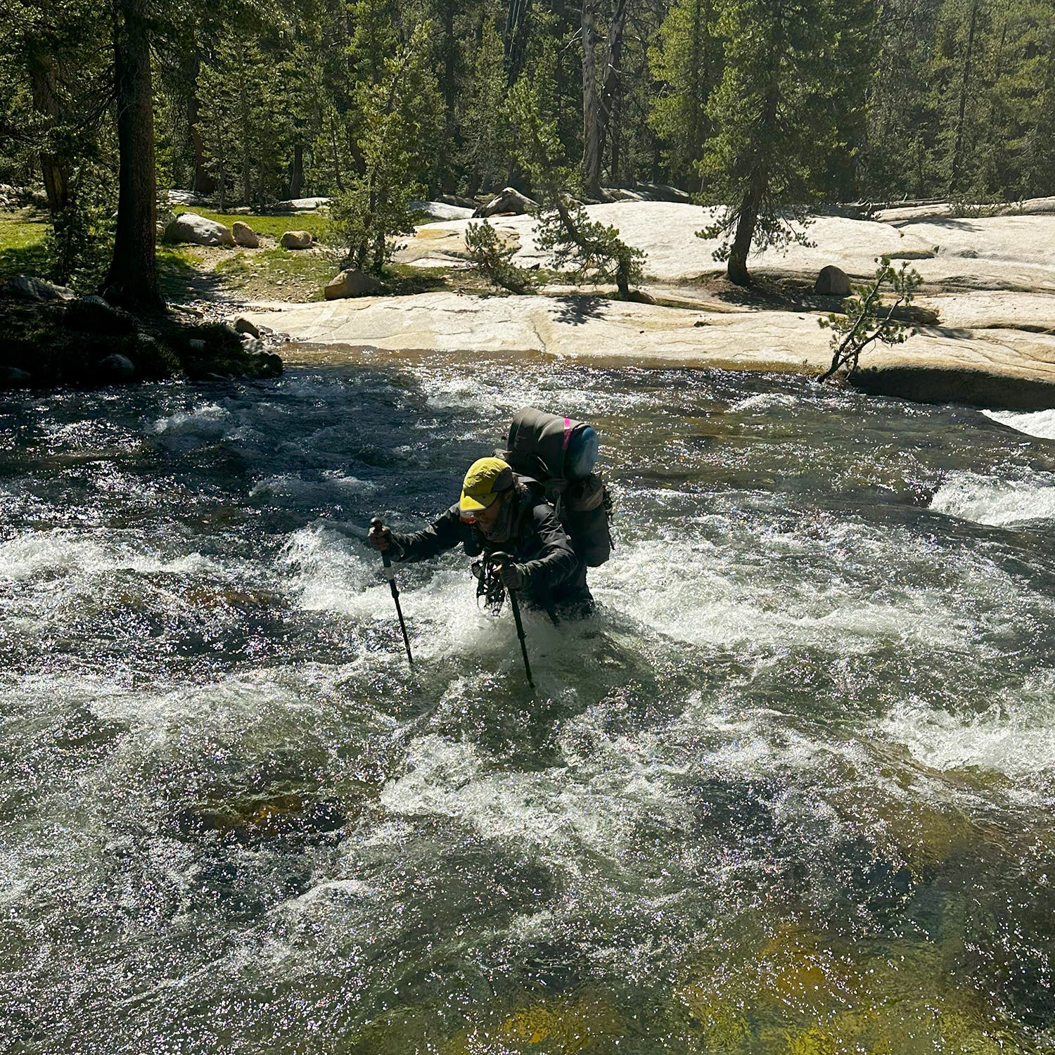 The author met this NOBO thru-hiker, who barely paused before wading into Return Creek.