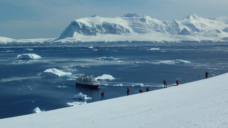polar ice, passengers, ship, penguins