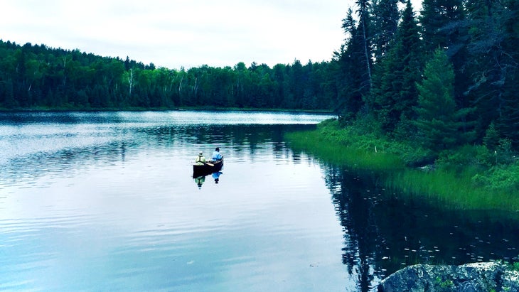 father and son canoeing, Boundary Waters
