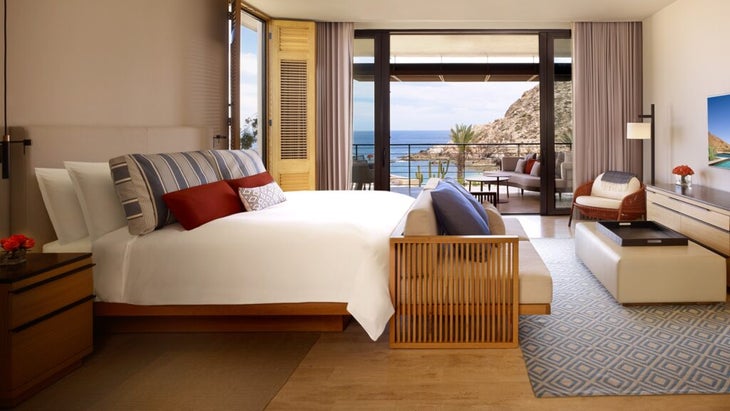 A townhouse bedroom at the Montage. The resort has 122 guest rooms and 52 residences, a spa, and four restaurants.