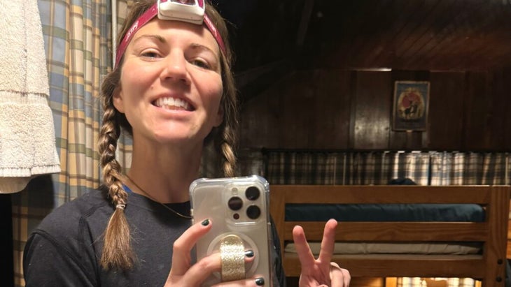 The author poses for a selfie inside one of the Phantom Ranch cabins.