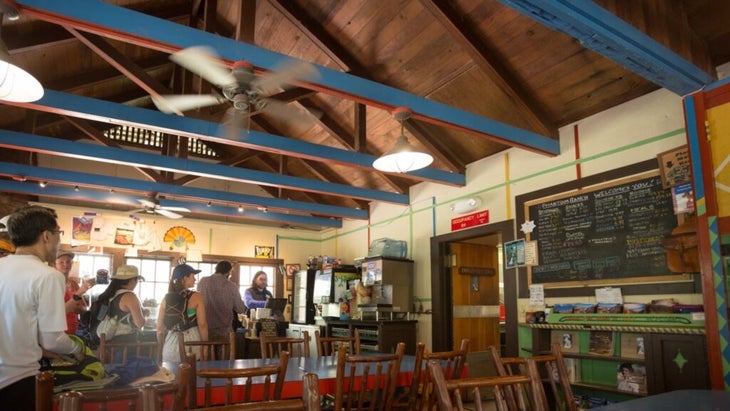 Hikers wait their turn in line at Phantom Ranch's canteen.