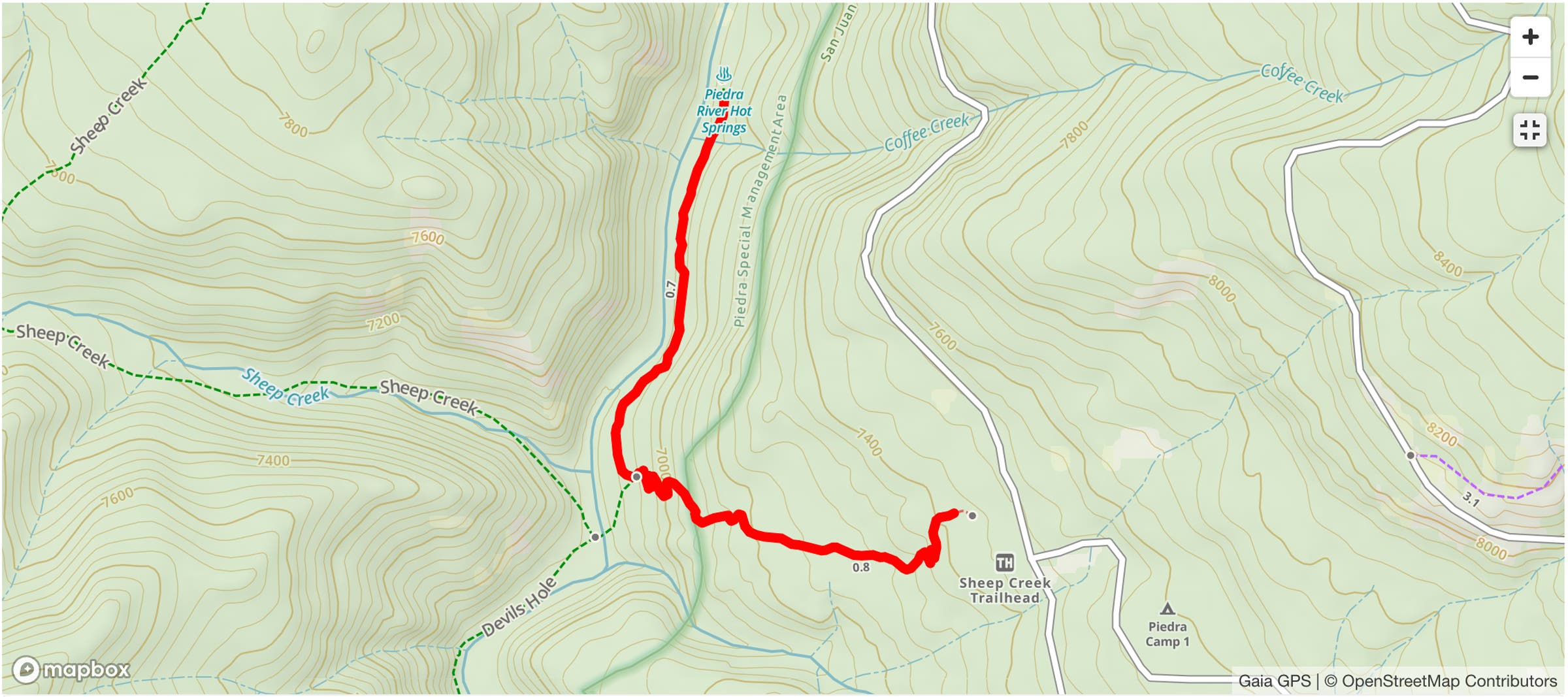 Piedra River Hot Springs via Sheep Creek and Poison Ivy