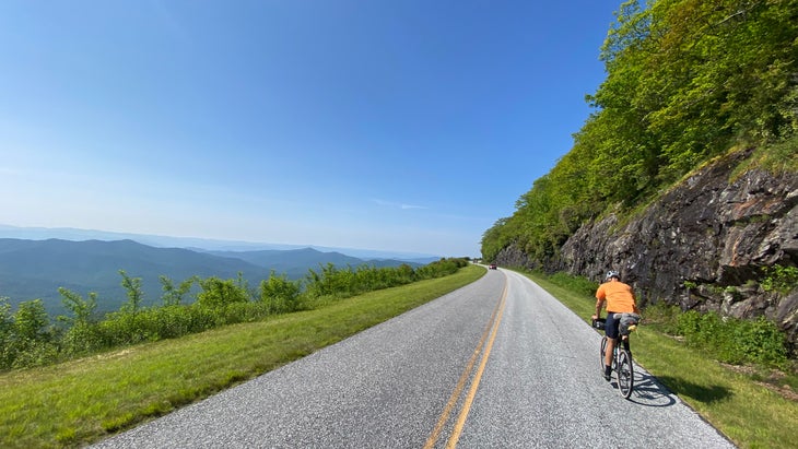 bike rider on the Blue Ridge Parkway