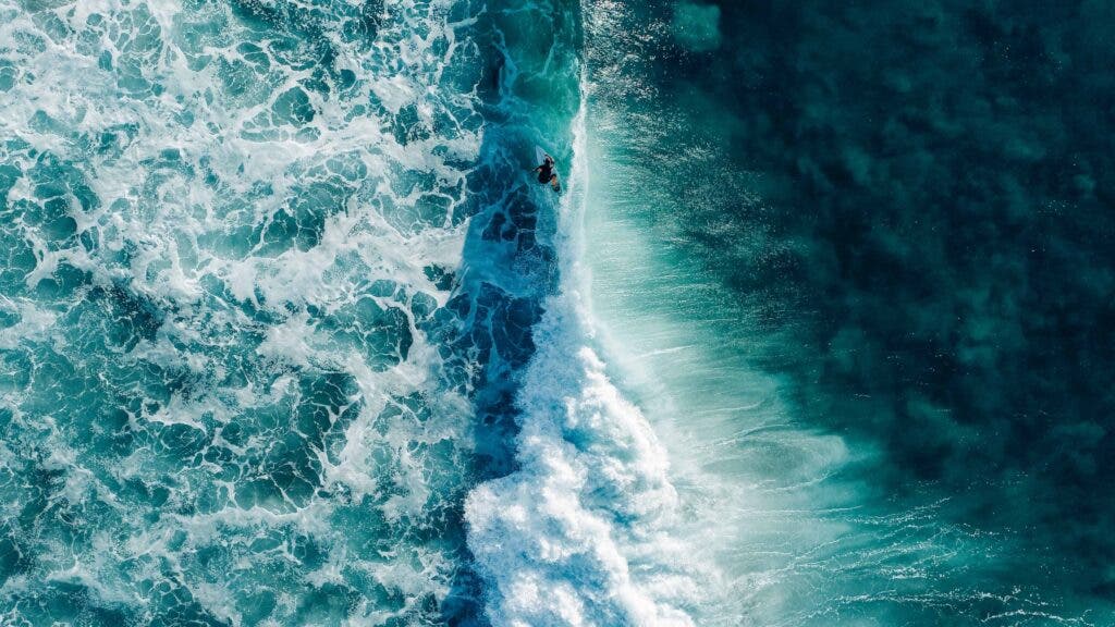 A surfer takes on the swell off the shore of Los Cabos. 