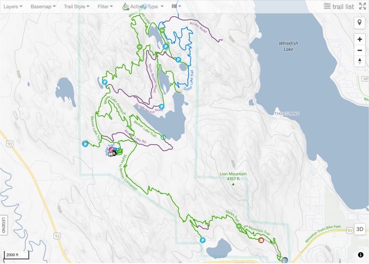 The Whitefish Trail map