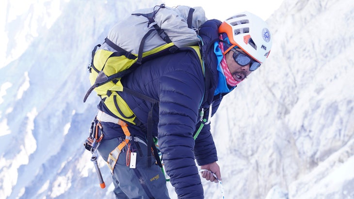 Climbing guide Abiral Rai stands on the Khumbu glacier. 