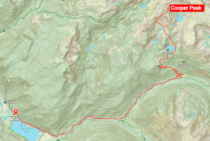 Gaia GPS map of Cooper Peak Colorado