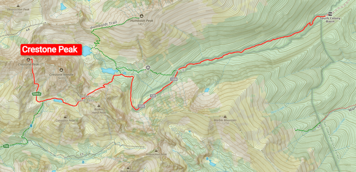 Map of Crestone Peak Colorado via Gaia GPS