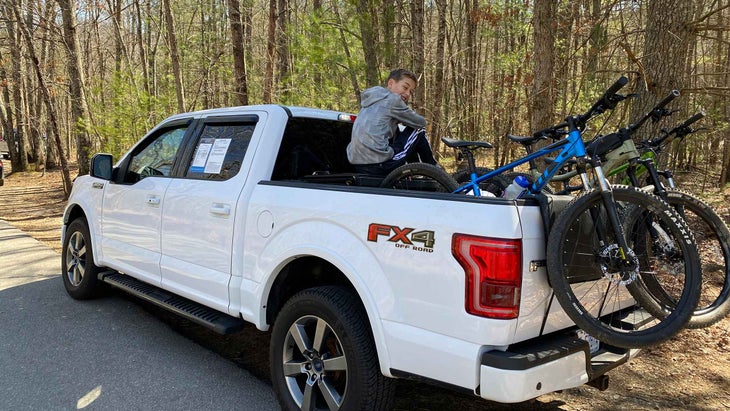 The author's son in his F-150.