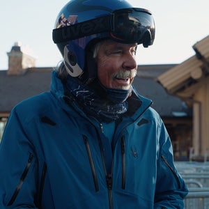 A 63-year-old man in a ski outfit