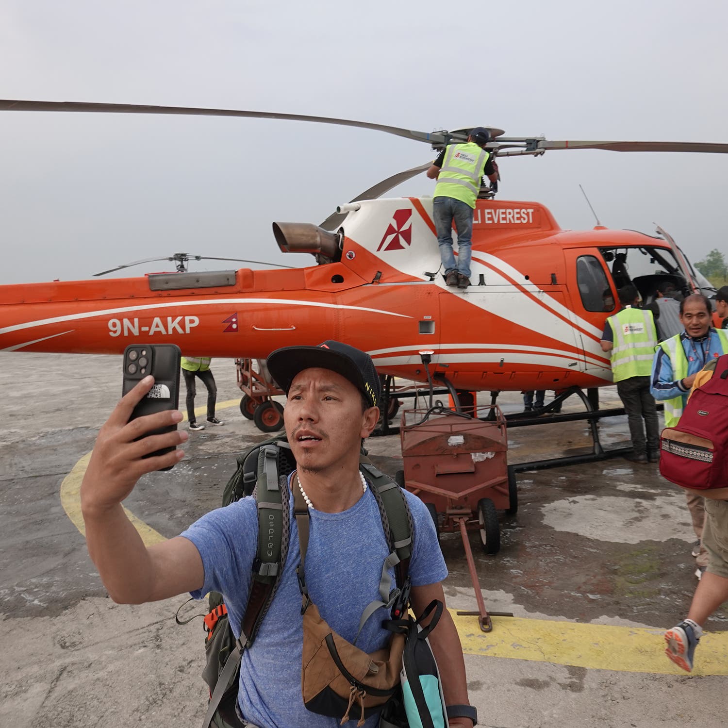 Ang Pemba in Kathmandu, waiting to take off for a ride to Namche Bazaar