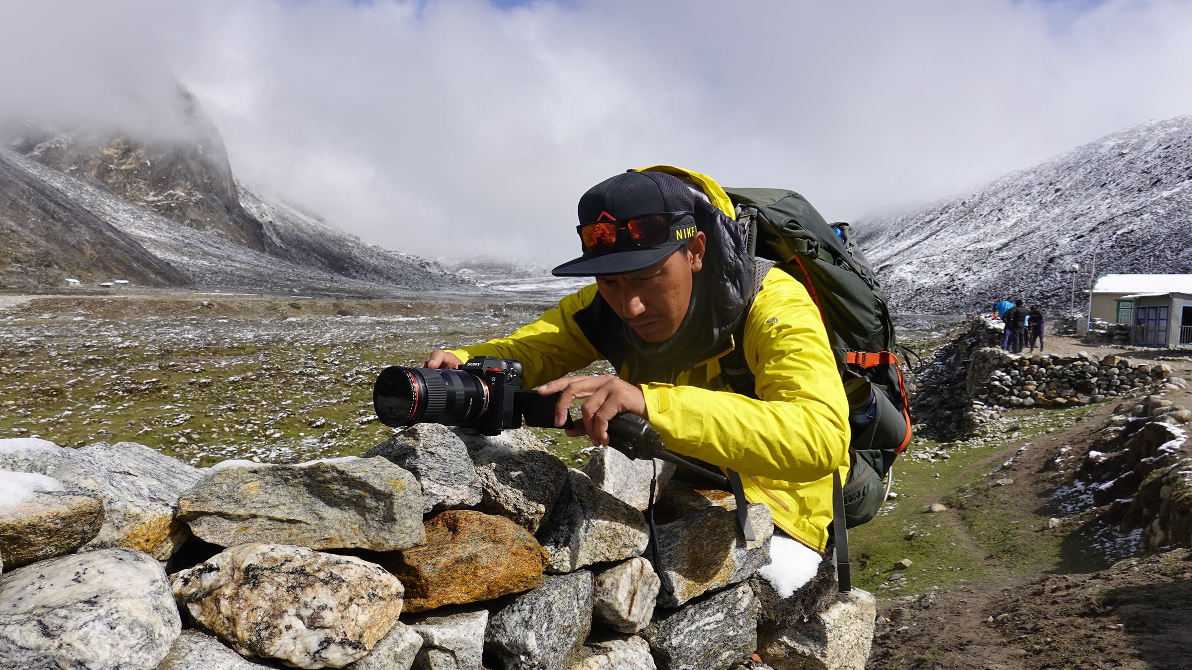 Ang Pemba Sherpa taking photos at Pheriche