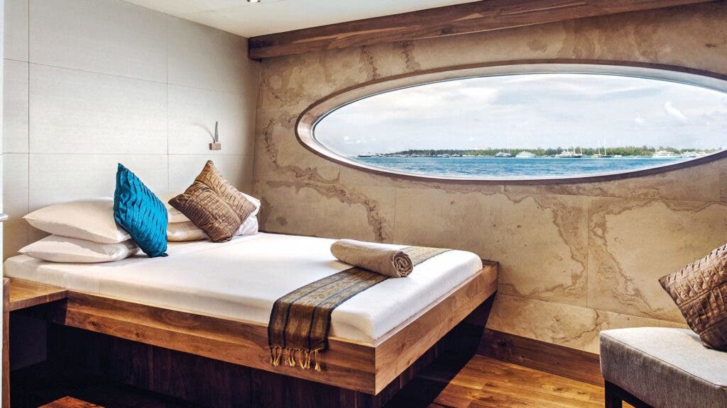 Matt Lindsey of LuxeSurfTravel can arrange a surf safari on a 165-foot boat, complete with dive masters. surf guides, and a spa. Guests spend a week cruising around atolls in the Maldives seeking out perfect swell and swimming with whale sharks and manta rays.