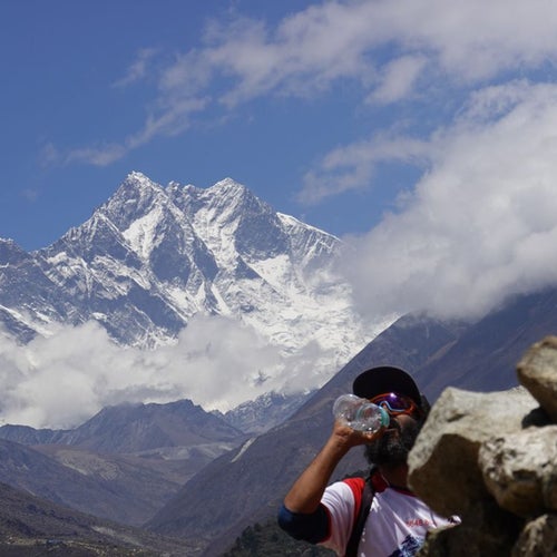 Om Adhikari, a Nepali competitor in the Everest Marathon