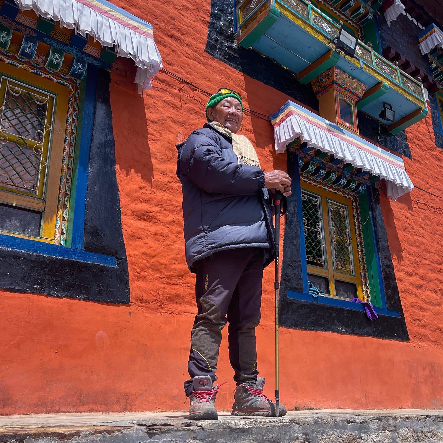 Ang Pemba’s father, Pemba Tsering Sherpa, in the village of Thame in 2023