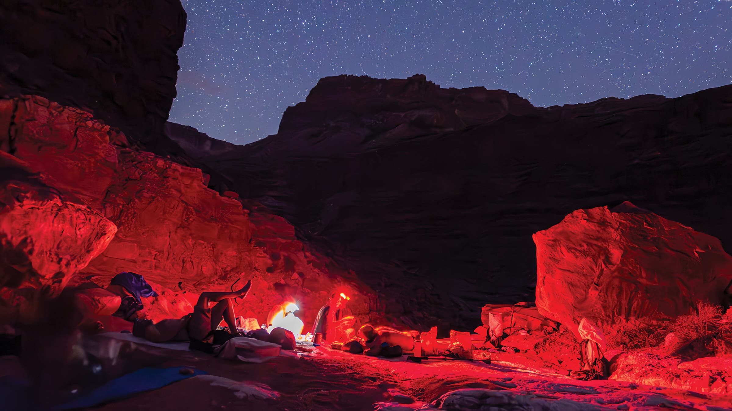 The team camping under the stars