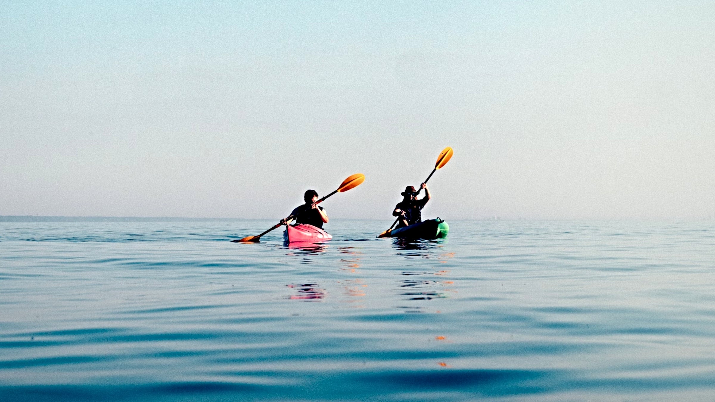 two people kayaking