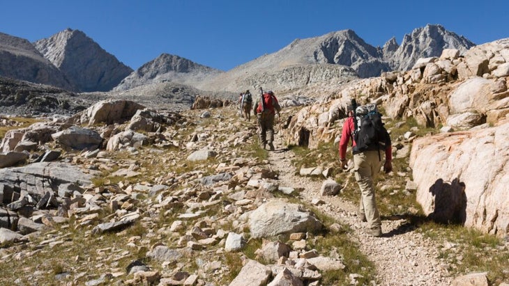 Hikers make their way to Forester Pass, a literal high point of Kings Canyon National Park. 