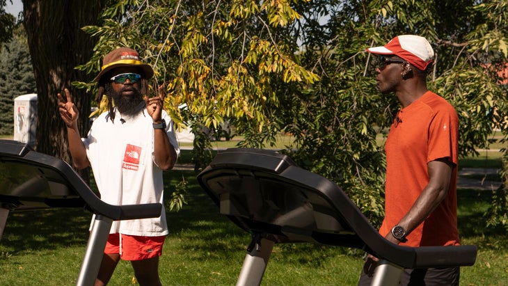 Martin interviewing professional ultrarunner Coree Woltering on ԹϺ TV’s A Walk in the Park