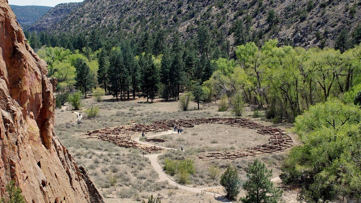 Tyuonyi Village, once home to Ancestral Pueblo people, at Bandelier National Monument, New Mexico.